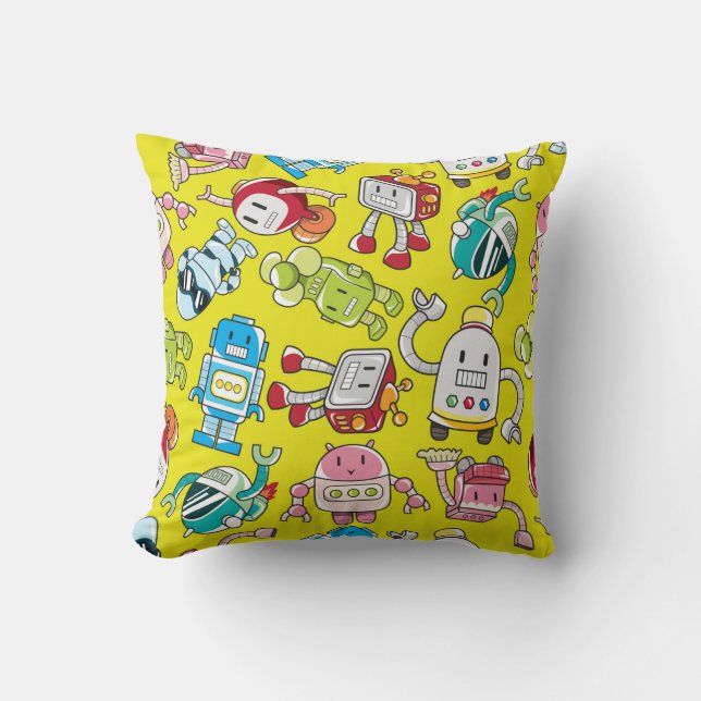 Coussin Thème Robot : Motif coloré sans couture. (Recto)