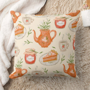 Coussin Thème sans couture d'art folklorique pour le thé e