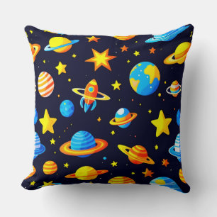 Coussin Thème spatial coloré avec planètes
