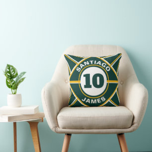 Coussin Thème Sportif Vert et Jaune