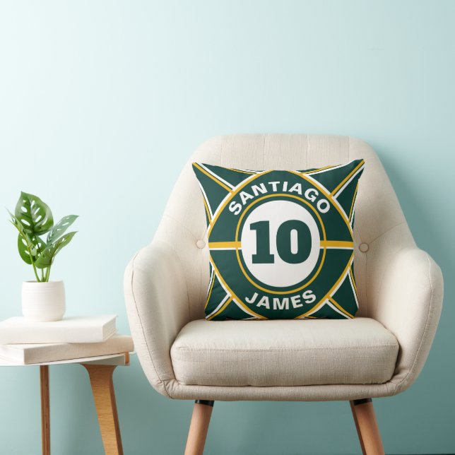 Coussin Thème Sportif Vert et Jaune (Chaise)