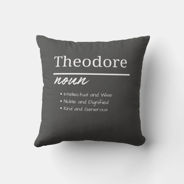 Coussin Theodore, Garçon Définition Personnalisée Du Nom (Verso)