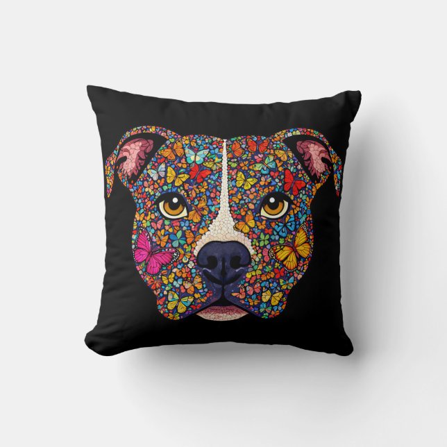 Coussin Thérapie de couleur Papillon Portrait de chien Pit (Recto)