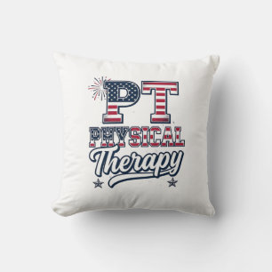 Coussin Thérapie physique patriotique conception de t-shir