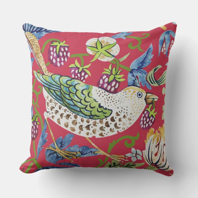 Coussin Thief fraise William Morris (Recto)