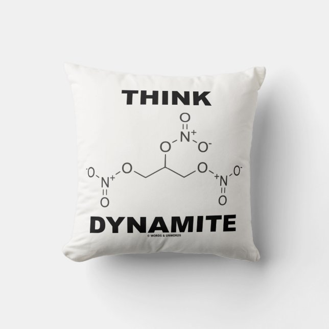 Coussin Think Dynamite (Nitroglycérine chimique Molecule) (Recto)