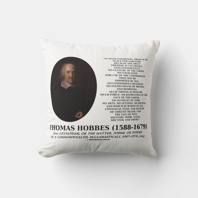 Coussin Thomas Hobbes Leviathan Man Solitaire Mauvaise Cit (Recto)