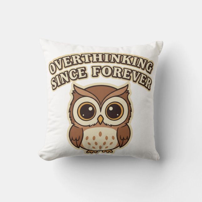 Coussin Thoughtful Retro Owl Square Comfort Pillow (Recto)