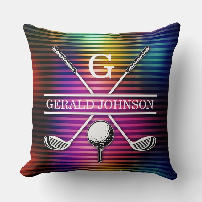 Coussin Thro de conception monogramme de golf couleur méta (Recto)