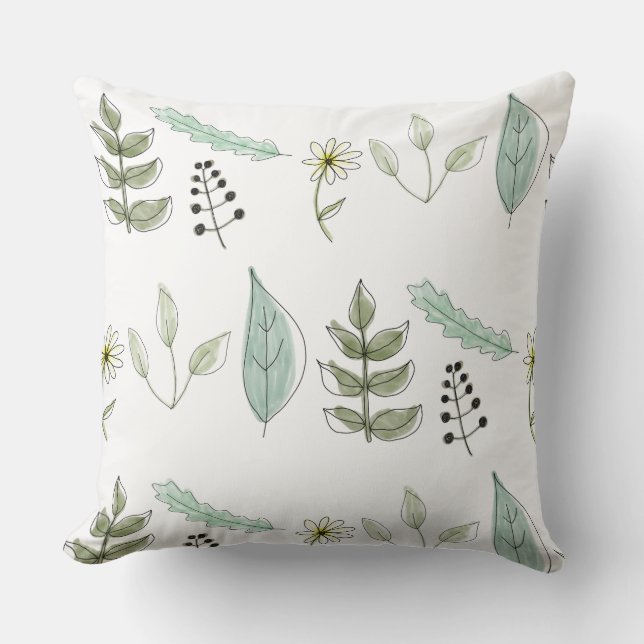 Coussin Throw Cushion - Summer Leaves Design 2 (Recto)