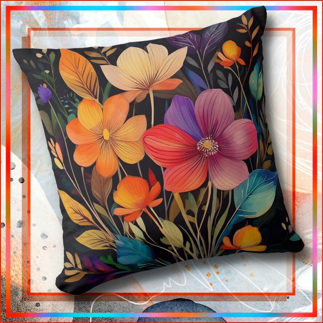 Coussin THROW PILLOW - Beautiful & Colorful Flowers (Créateur téléchargé)