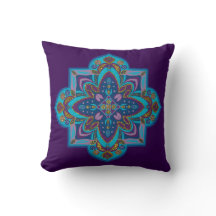Throw pillow - blue and purple mandala