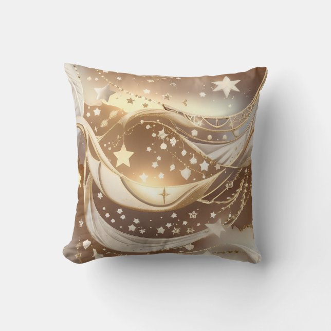 Coussin Throw Pillow - Cream Pale Gold Celestial Moon (Recto)
