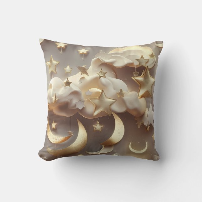 Coussin Throw Pillow – Luxury Creamy Celestial Moon (Recto)