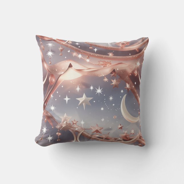 Coussin Throw Pillow – Luxury Marble White Celestial Moon (Recto)
