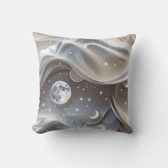Coussin Throw Pillow - Marble White Celestial Moon (Recto)