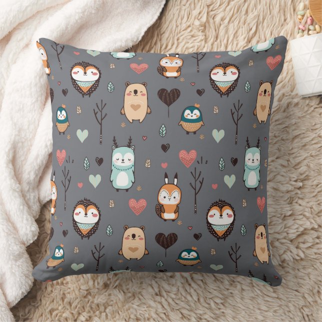 Coussin Throw Pillow présente une jolie illustration. (Couverture)