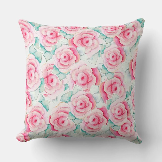 Coussin Throw Pillow Roses  (Recto)