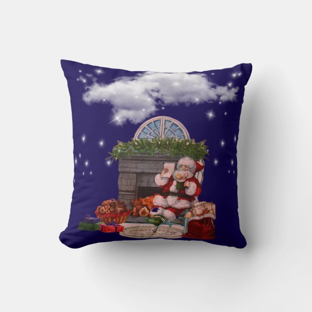 Coussin Throw Pillow Santa Claus Christmas tree  (Recto)