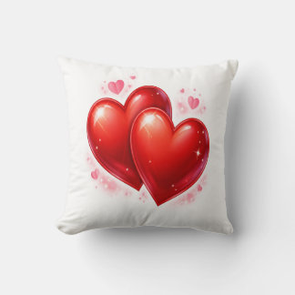 Coussin Throw Pillow with hearts, decorative element 