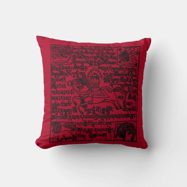 Coussin tibétain de prière en rouge (Recto)