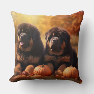 Coussin Tibétain Mastiff Chiot Automne Citrouille délice