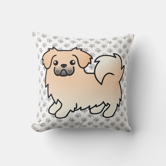 Coussin Tibétain Spaniel crème Chien de dessin animé migno (Recto)