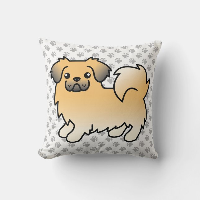 Coussin Tibétain Spaniel Fawn Sable Chien de Dessin Animé  (Recto)