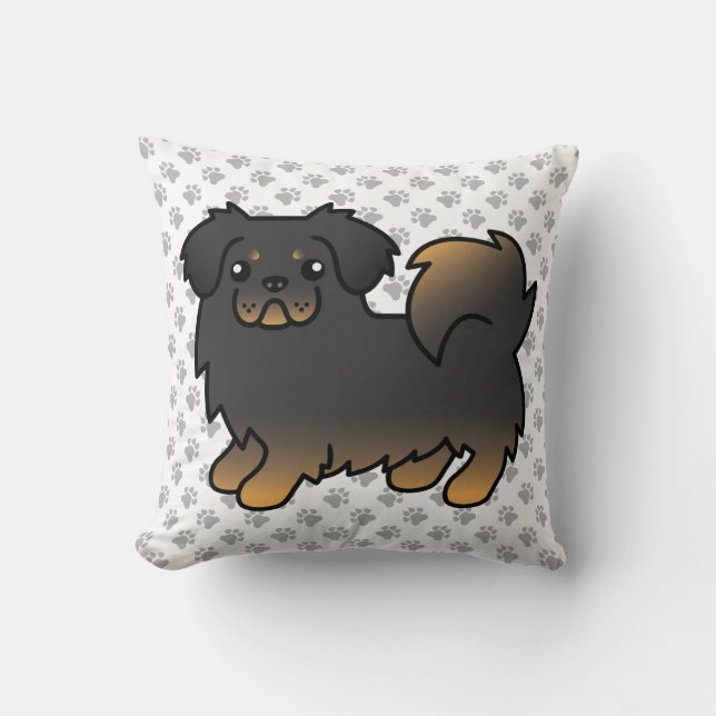 Coussin Tibétain Spaniel noir et feu Chien mignon & Pattes (Recto)