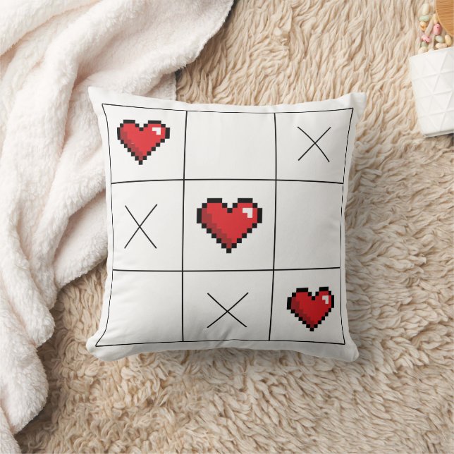 Coussin Tic-Tac-Toe of Love | Gamer Lover | Valentine's da (Couverture)
