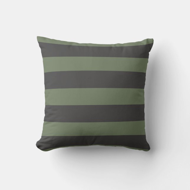 Coussin Tic vert olive rayé moderne (Recto)