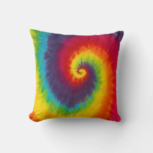 Coussin Tie-Dye Arc-en-Ciel Coloré Groovy Cool