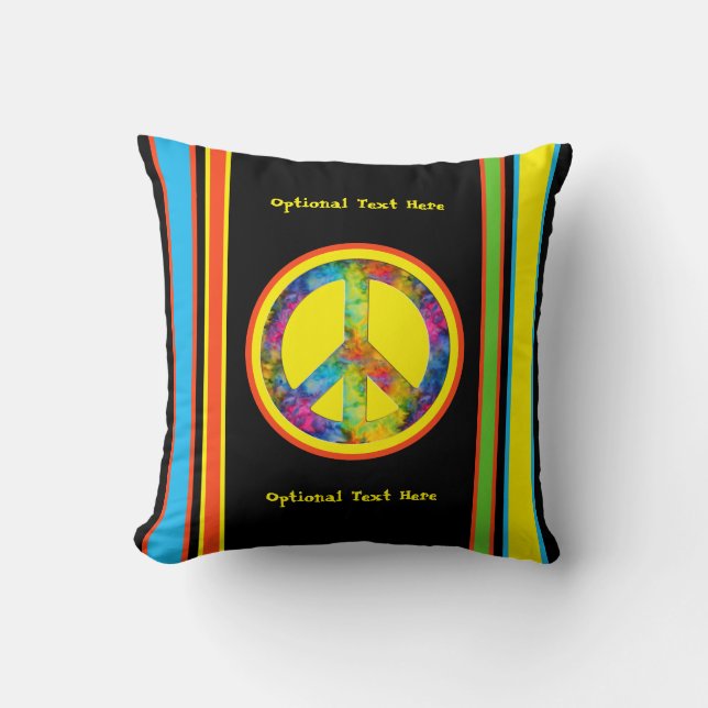 Coussin [Tie-Dye Géométrique] Rayures avec Signe de Paix N (Recto)