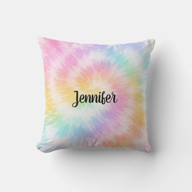 Coussin Tie-Dye Rose Pâle Girly Chic                     (Recto)