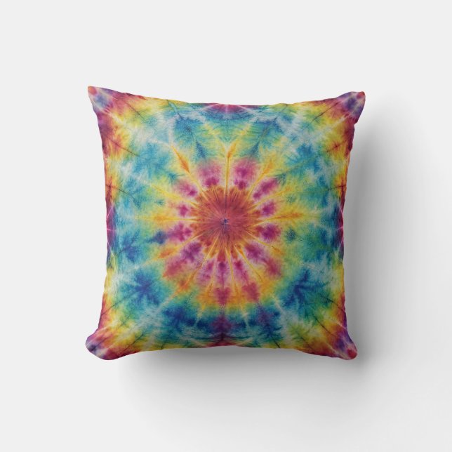 Coussin Tie Dye Spiral dans l'oreiller à lancer Magenta (Recto)