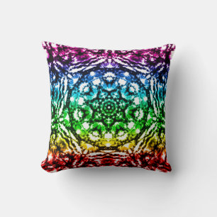Coussin Tiedye Mandala Étoile Arc-en-ciel