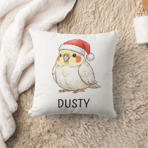 Coussin Tiel perroquet de Noël personnalisé portant un cha