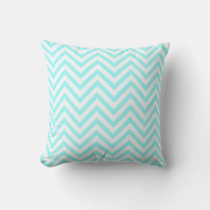 Coussin Tiffany Aqua Mint Ocean Blue Beach Chevron White