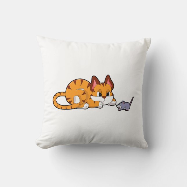 Coussin Tiger chat avec souris (Recto)