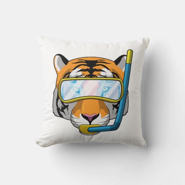 Coussin Tiger comme plongeur avec tuba (Recto)
