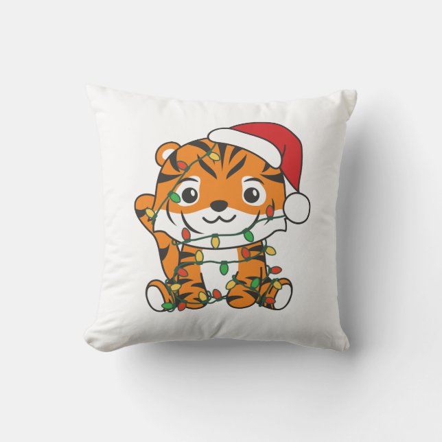 Coussin Tiger Noël Animaux d'hiver Tigers de vacances (Recto)