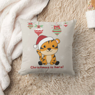 Coussin Tiger Noël Neige hiver Animaux Tiger Thailer Pi