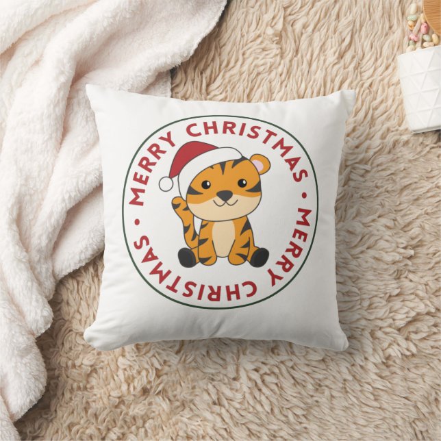 Coussin Tiger Noël Neige hiver Animaux Tiger Thailer Pi (Couverture)