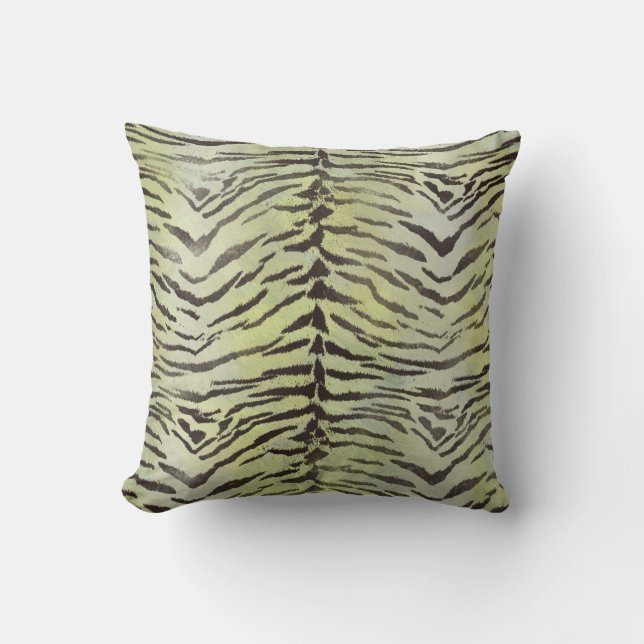 Coussin Tiger Peau Imprimer en Lime Chartreuse (Recto)