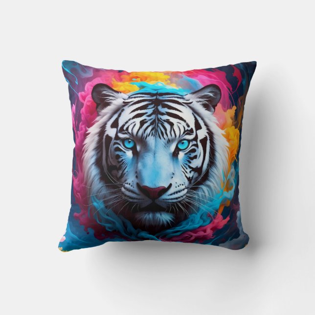 Coussin Tigre à l'aspect mystique et éthéré (Verso)