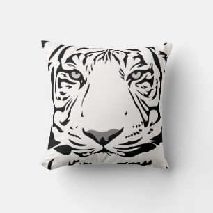 Coussin Tigre Abstrait noir et blanc