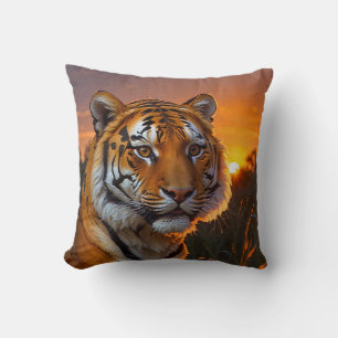 Coussin Tigre au coucher du soleil