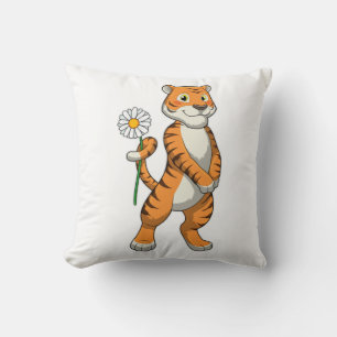 Coussin Tigre avec Daisy Flower