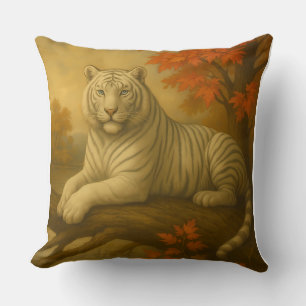 Coussin Tigre Blanc d'Automne – Toile d'Art Fin