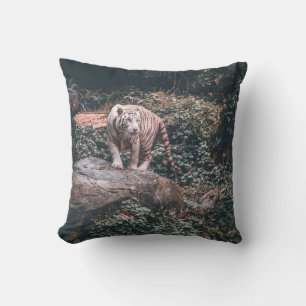 COUSSIN TIGRE BLANC EN PIERRE GRISE